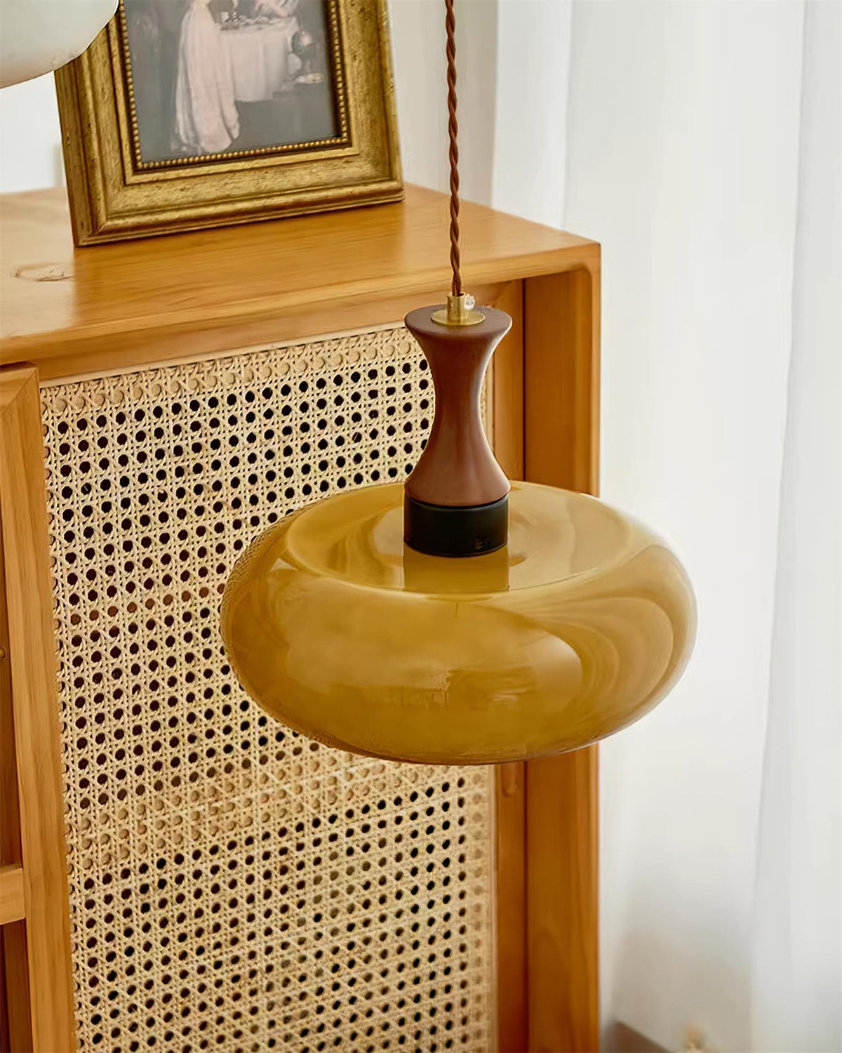 Plug-In Glass Pendant Light with No Hardwiring | Antique Brown Shade for Any Room