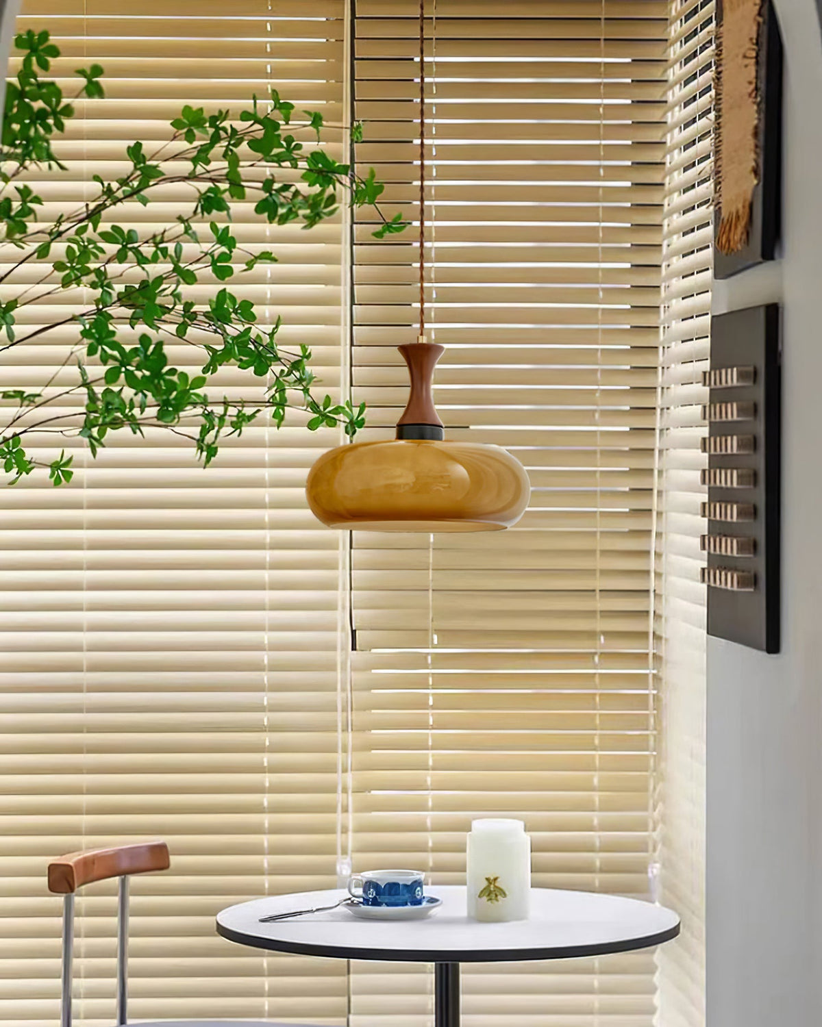 Plug-In Glass Pendant Light with No Hardwiring | Antique Brown Shade for Any Room