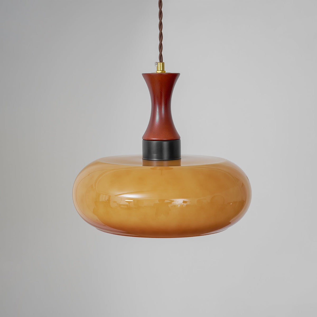 Plug-In Glass Pendant Light with No Hardwiring | Antique Brown Shade for Any Room