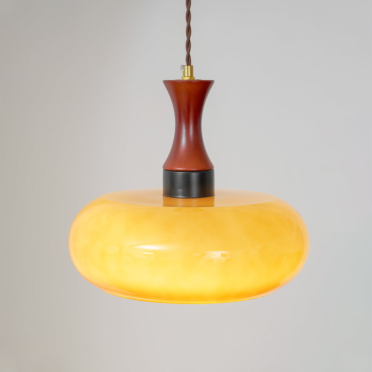 Plug-In Glass Pendant Light with No Hardwiring | Antique Brown Shade for Any Room