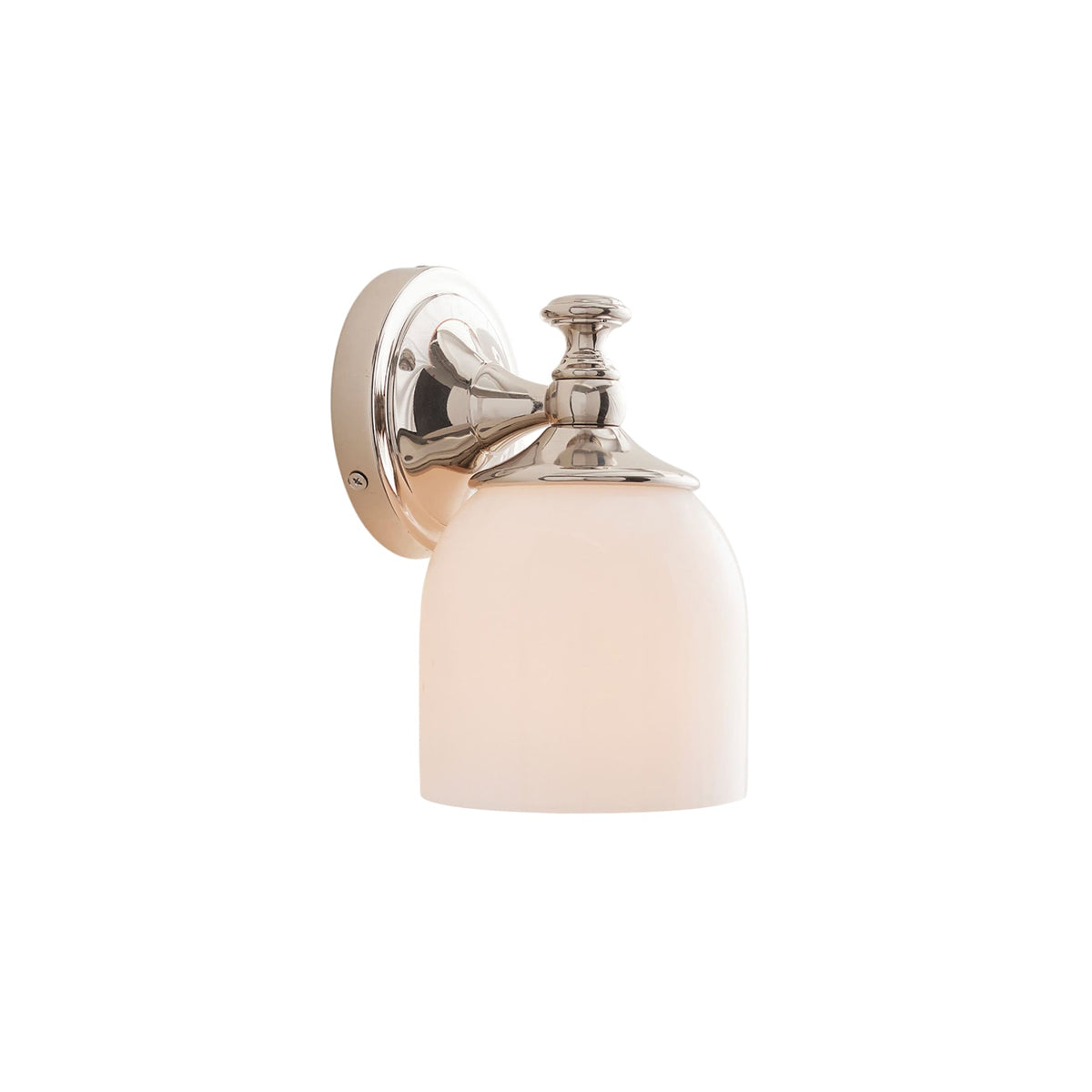 Vanity Glow Series | Brass Short Arm Wall Sconce with Milk Glass Dome for Bathroom