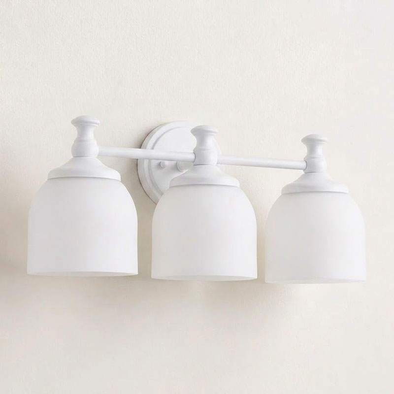 Vanity Glow Series | Brass Short Arm Wall Sconce with Milk Glass Dome for Bathroom