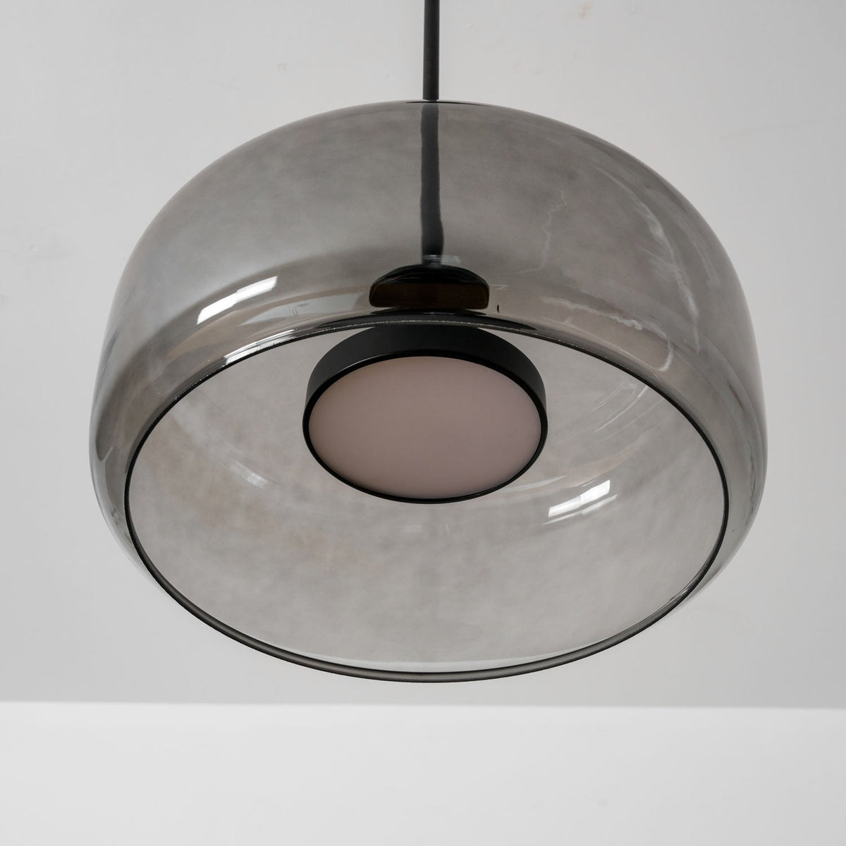 Smokara | Smoked Glass Globe Pendant Lamp with Metal Accents | Light for Kitchen Islands