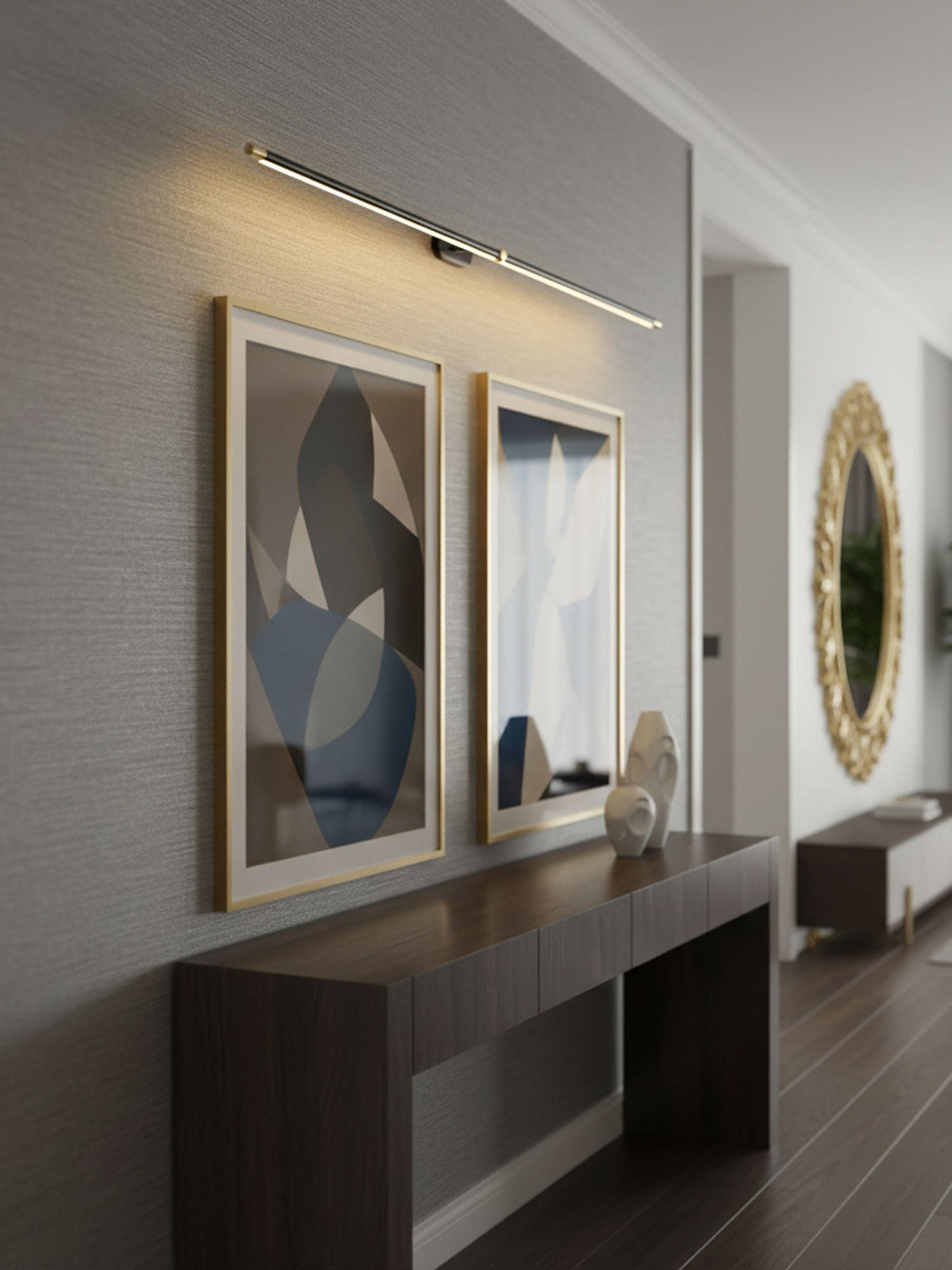 Linora | Linear LED Wall Sconce with Dimmable Warm Light | Metal Vanity Lamp for Mirrors