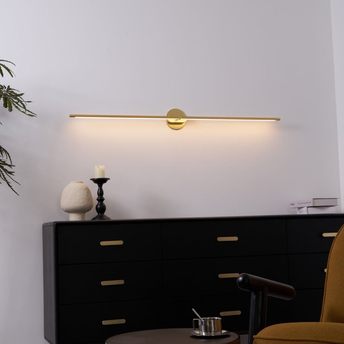 Linora | Linear LED Wall Sconce with Dimmable Warm Light | Metal Vanity Lamp for Mirrors