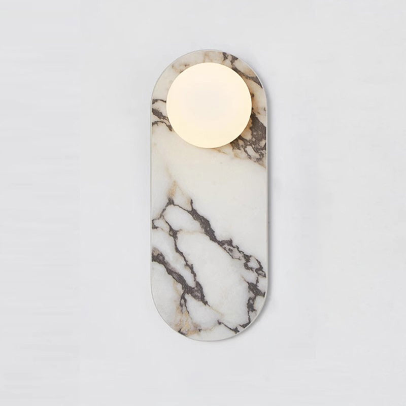 Marmo Series | Italian Marble Wall Sconce with Opaline Glass Globe for Bedside
