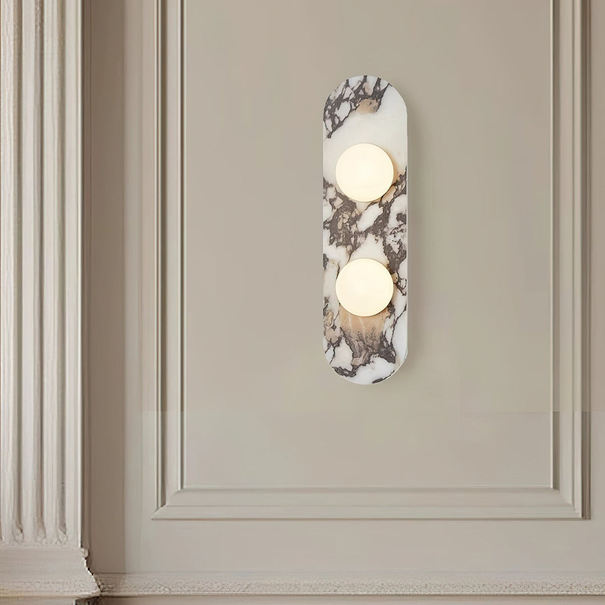 Marmo Series | Italian Marble Wall Sconce with Opaline Glass Globe for Bedside