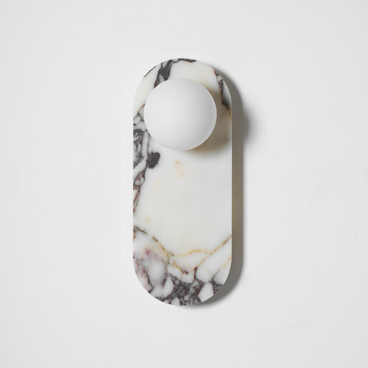 Marmo Series | Italian Marble Wall Sconce with Opaline Glass Globe for Bedside