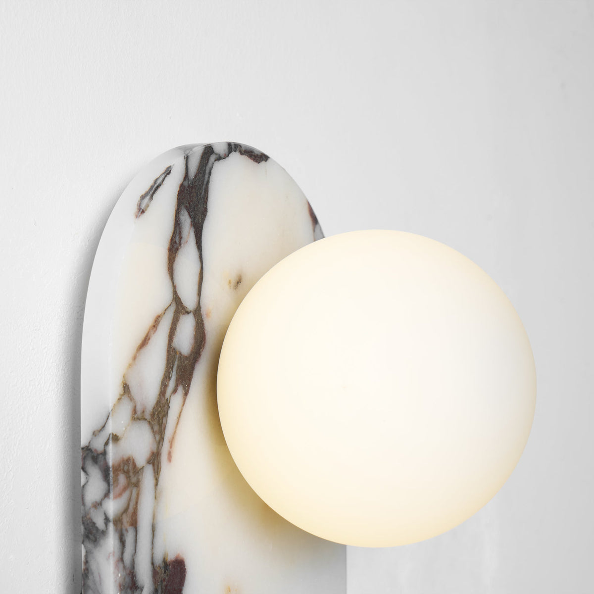 Marmo Series | Italian Marble Wall Sconce with Opaline Glass Globe for Bedside