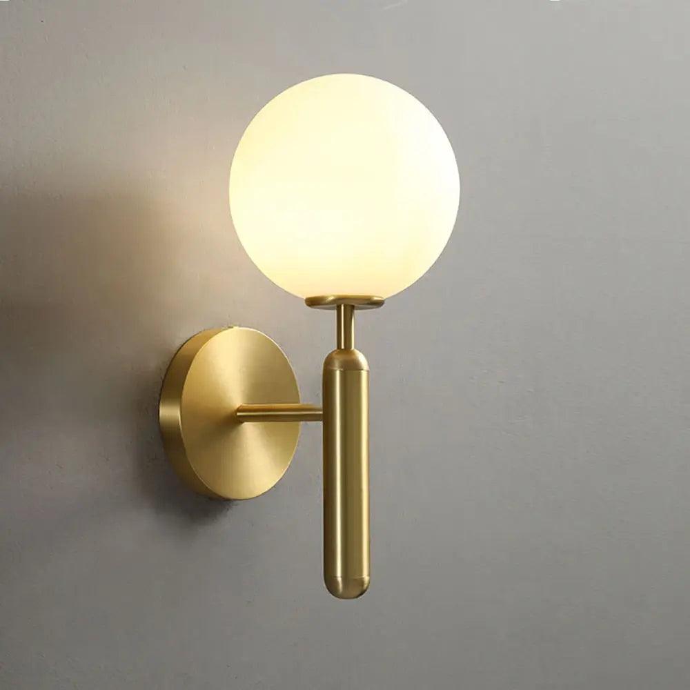 Lustrina | Gold Wall Sconce with Handcrafted Glass Shade, Milk or Ripple Glass Wall Lamp