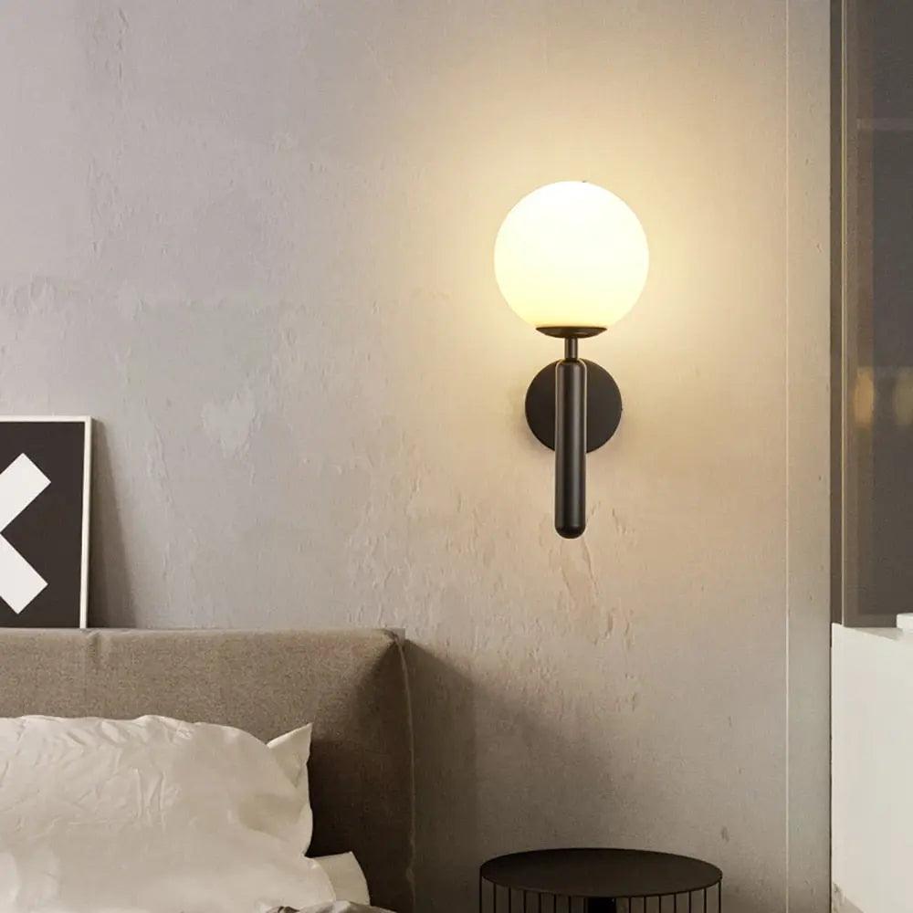 Lustrina | Gold Wall Sconce with Handcrafted Glass Shade, Milk or Ripple Glass Wall Lamp
