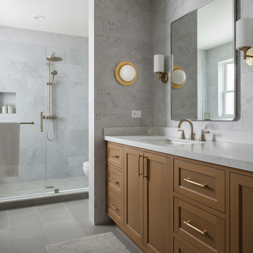 Onyx Halo Series | Natural Onyx Wall Sconce with White Glass Diffuser for Bedside
