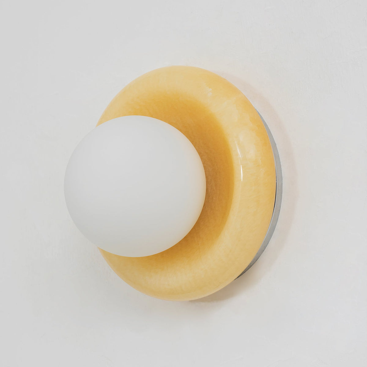 Onyx Halo Series | Natural Onyx Wall Sconce with White Glass Diffuser for Bedside