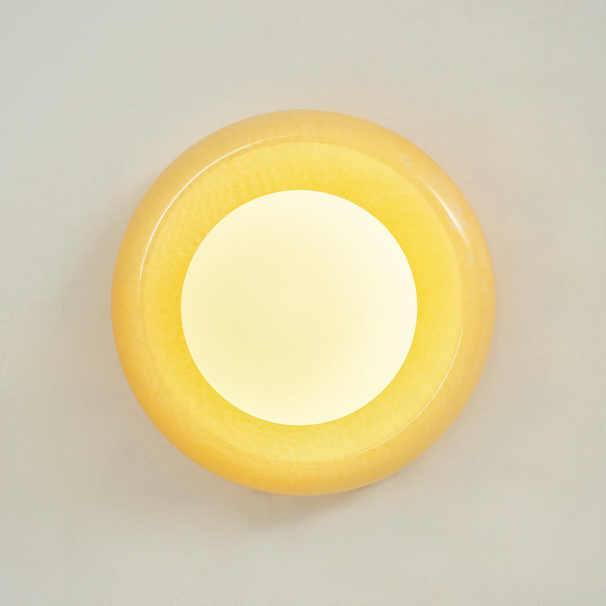 Onyx Halo Series | Natural Onyx Wall Sconce with White Glass Diffuser for Bedside
