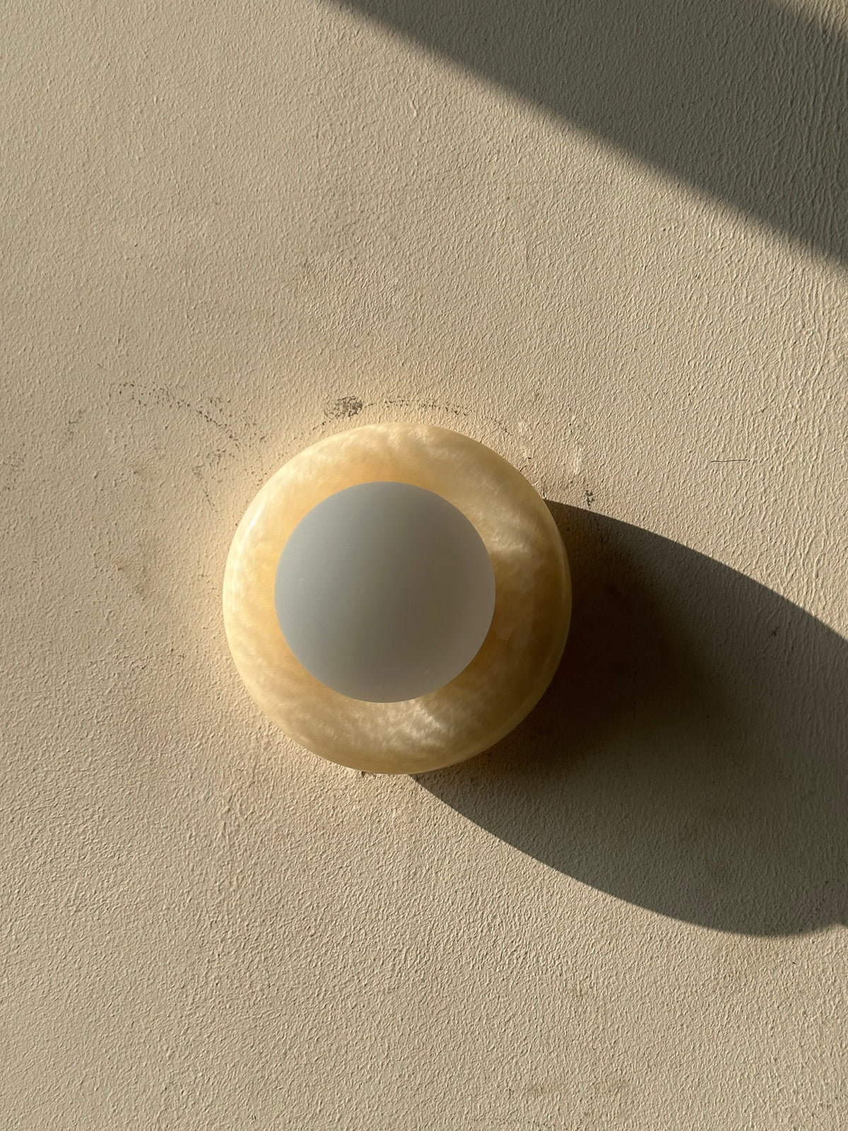 Onyx Halo Series | Natural Onyx Wall Sconce with White Glass Diffuser for Bedside