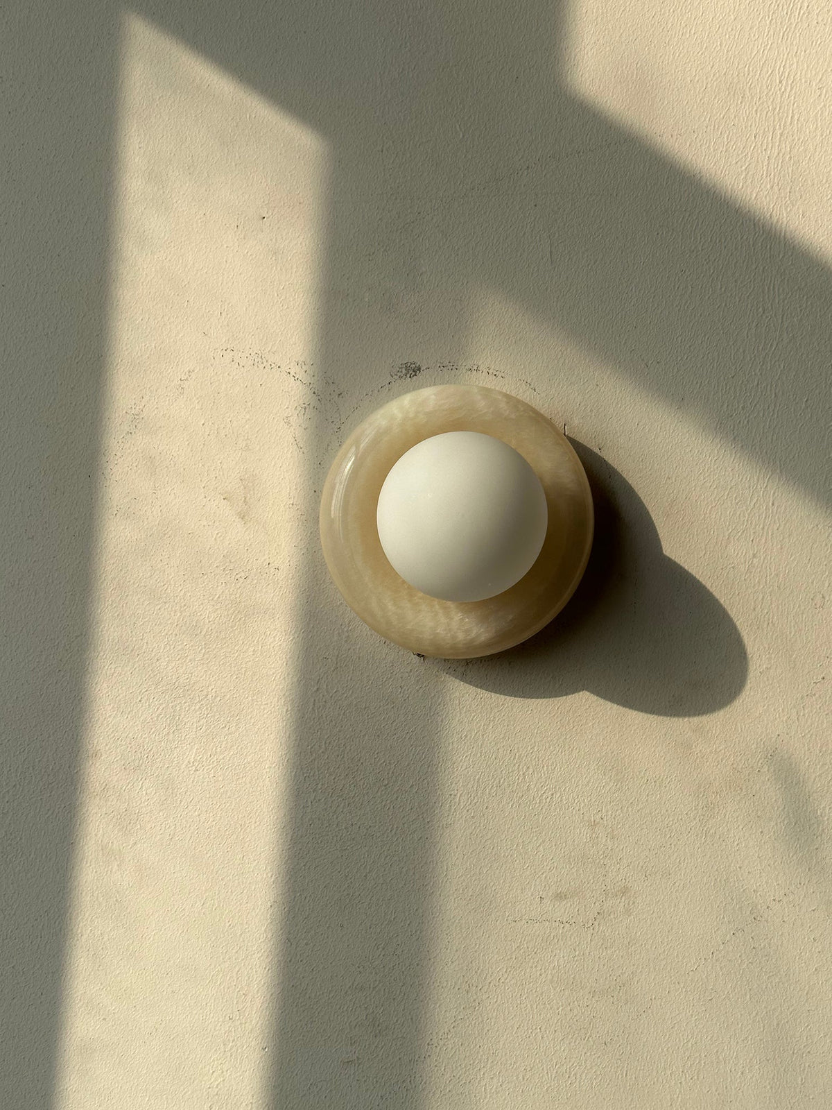 Onyx Halo Series | Natural Onyx Wall Sconce with White Glass Diffuser for Bedside