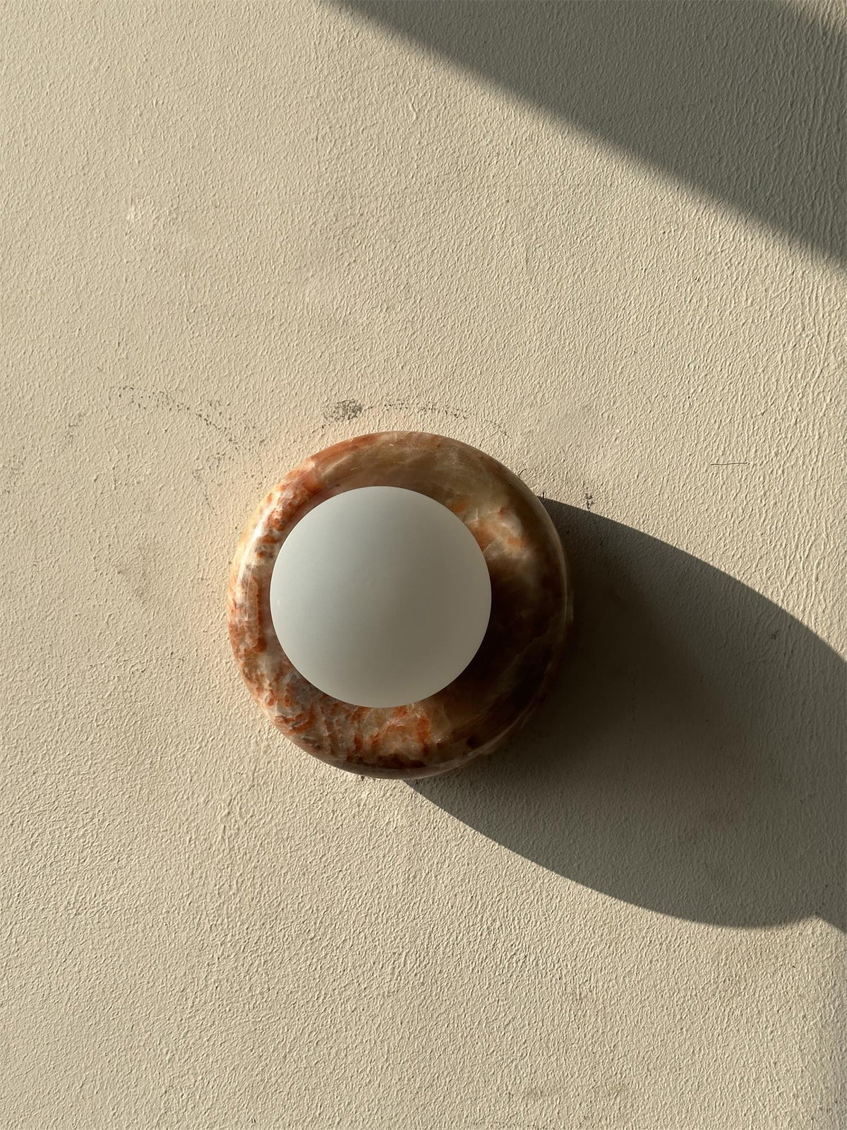 Onyx Halo Series | Natural Onyx Wall Sconce with White Glass Diffuser for Bedside
