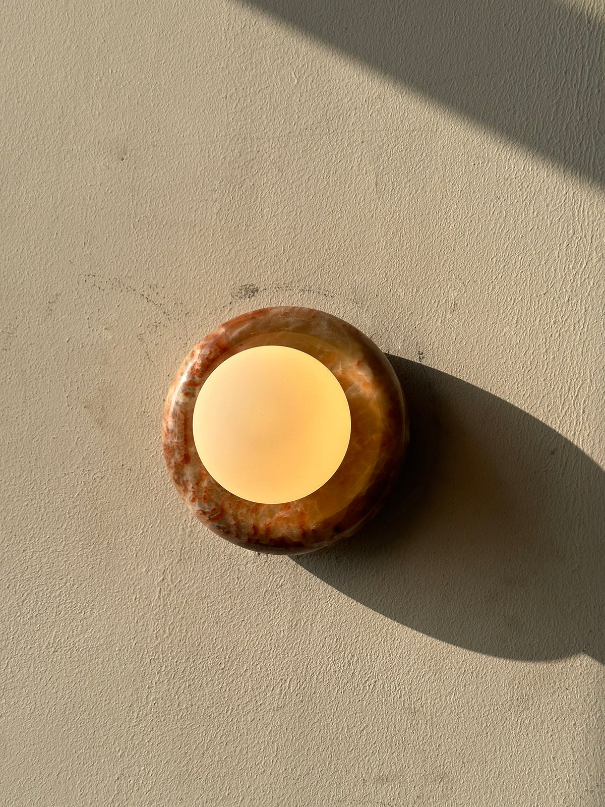 Onyx Halo Series | Natural Onyx Wall Sconce with White Glass Diffuser for Bedside