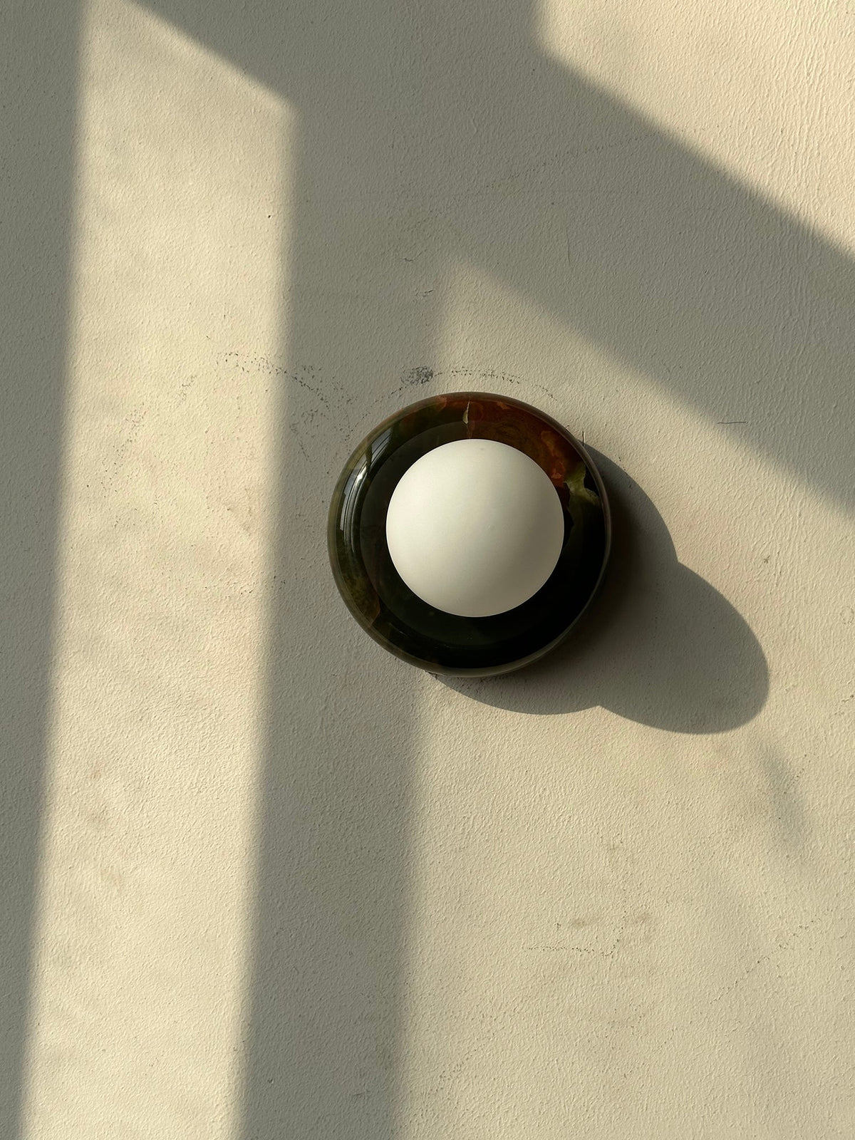 Onyx Halo Series | Natural Onyx Wall Sconce with White Glass Diffuser for Bedside
