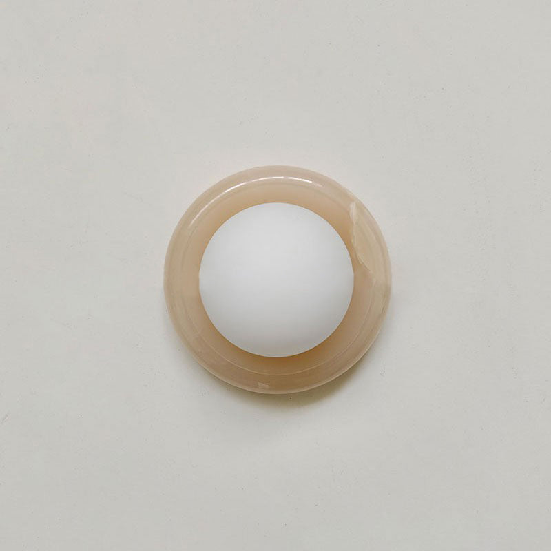 Onyx Halo Series | Natural Onyx Wall Sconce with White Glass Diffuser for Bedside