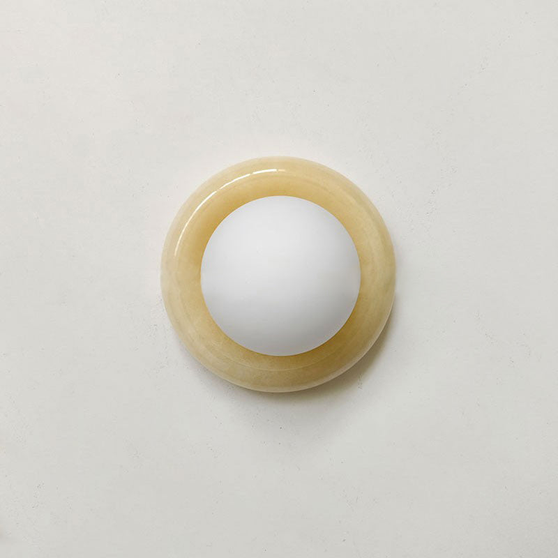 Onyx Halo Series | Natural Onyx Wall Sconce with White Glass Diffuser for Bedside