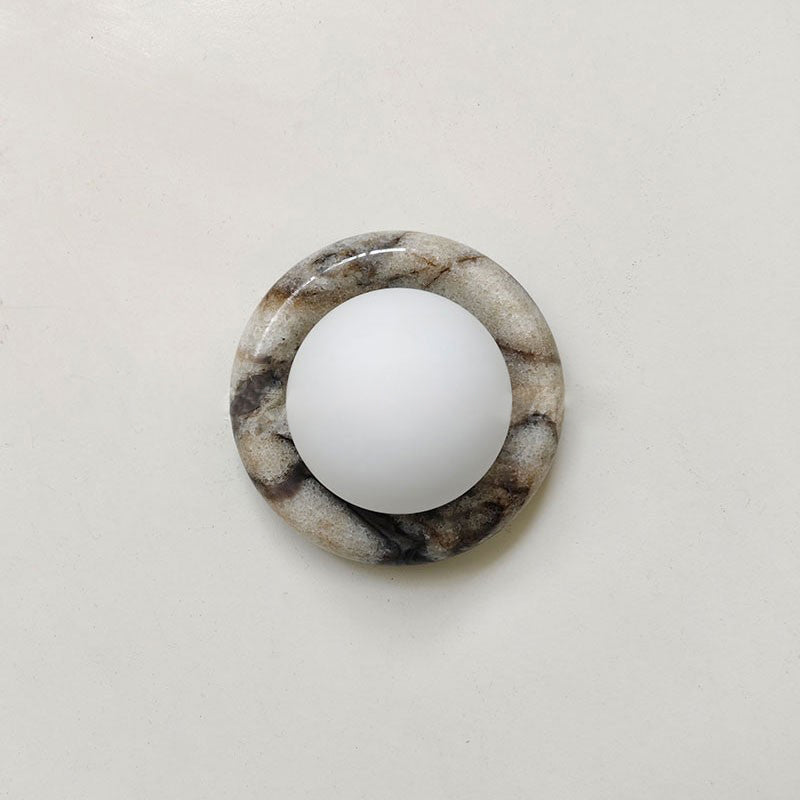 Onyx Halo Series | Natural Onyx Wall Sconce with White Glass Diffuser for Bedside
