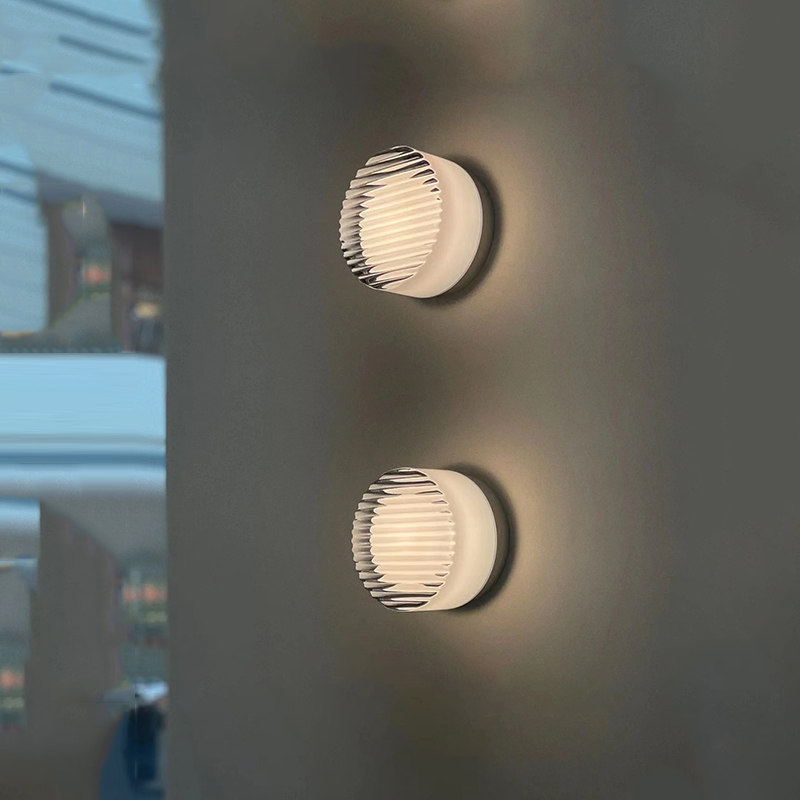 Modern Round LED Wall Light Milk Glass Wall Sconce Lamp