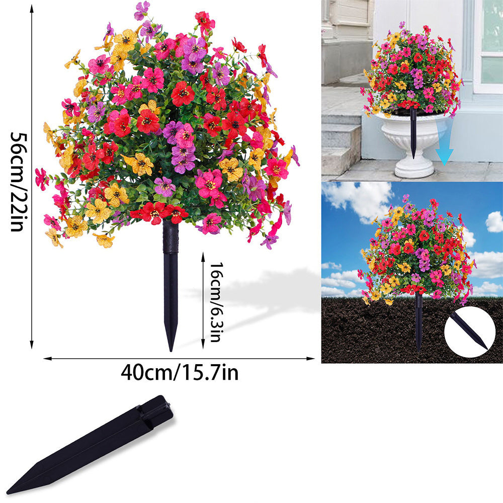 Outdoor Artificial Flowers with UV-Resistant Petals | Ground Stake Garden Decor