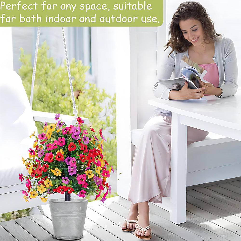 Outdoor Artificial Flowers with UV-Resistant Petals | Ground Stake Garden Decor
