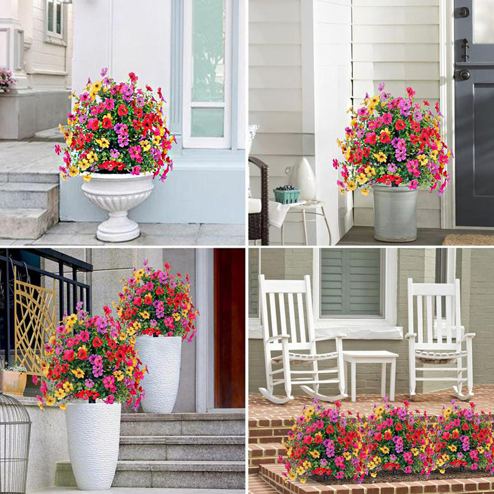 Outdoor Artificial Flowers with UV-Resistant Petals | Ground Stake Garden Decor