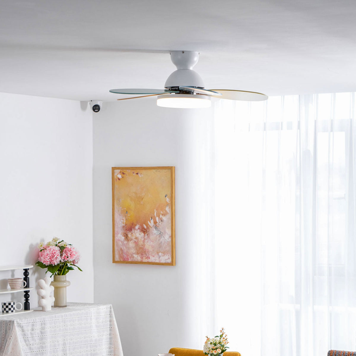 Petalux | Modern Ceiling Fan with LED Light and Remote | Quiet DC Motor for Living Rooms