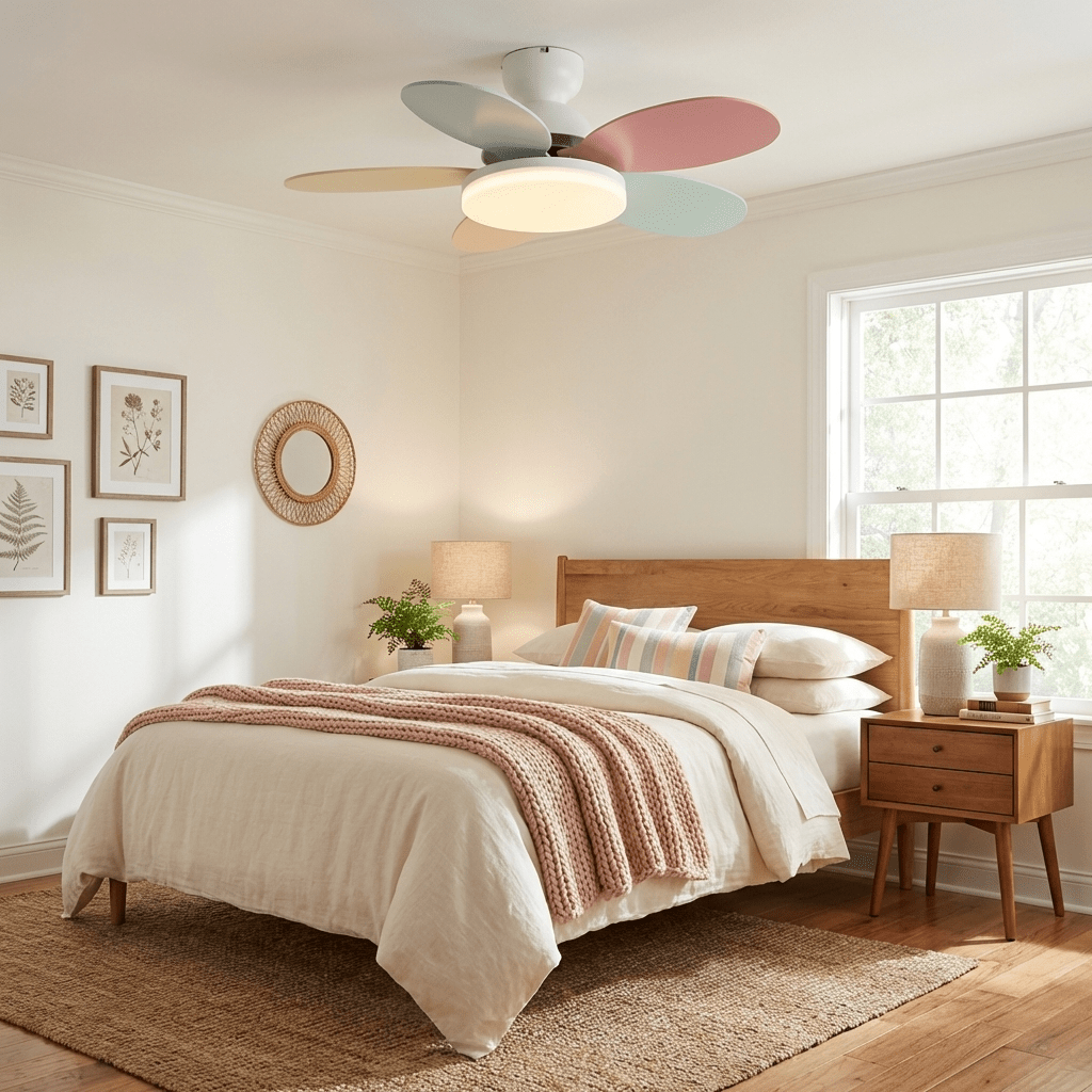 Petalux | Modern Ceiling Fan with LED Light and Remote | Quiet DC Motor for Living Rooms