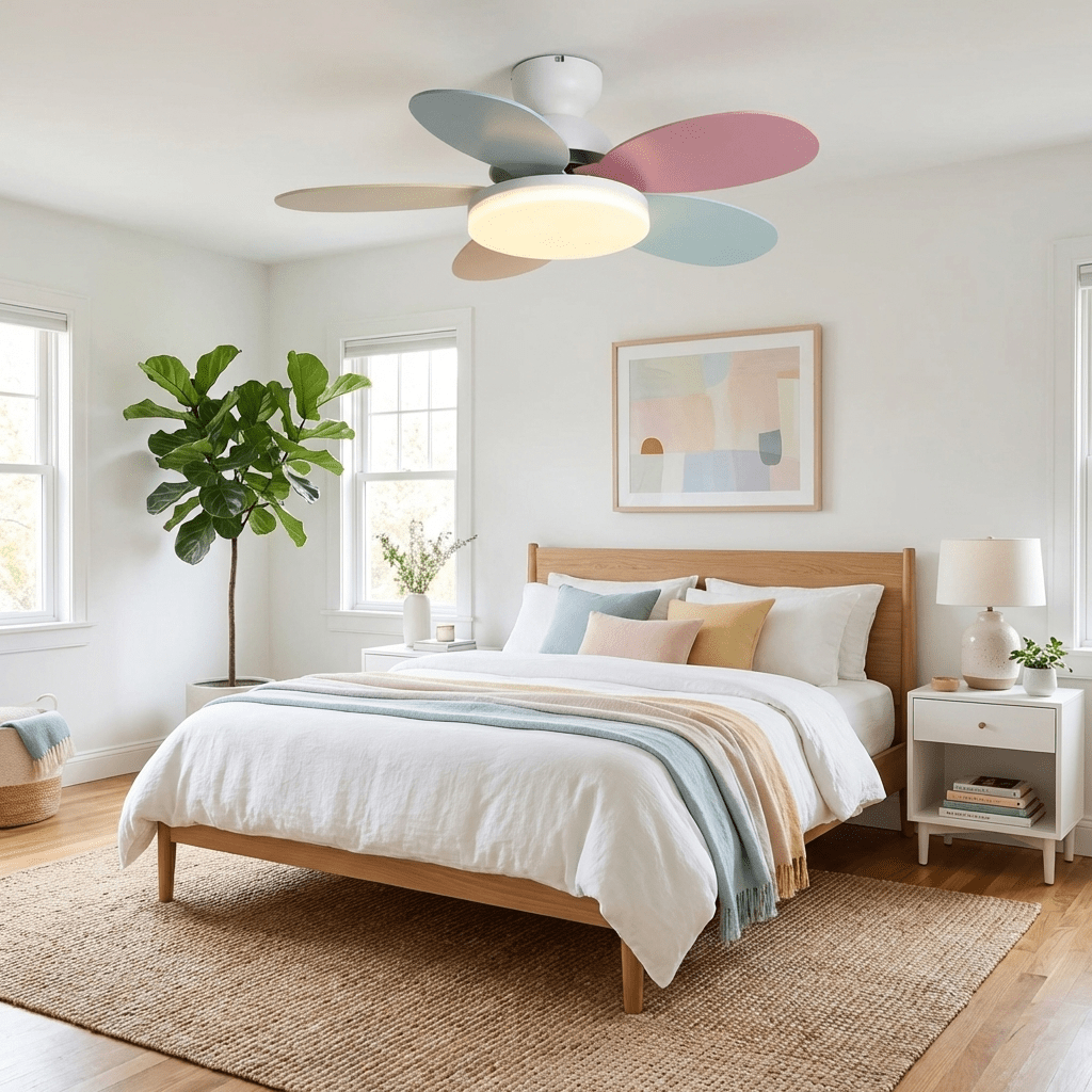 Petalux | Modern Ceiling Fan with LED Light and Remote | Quiet DC Motor for Living Rooms
