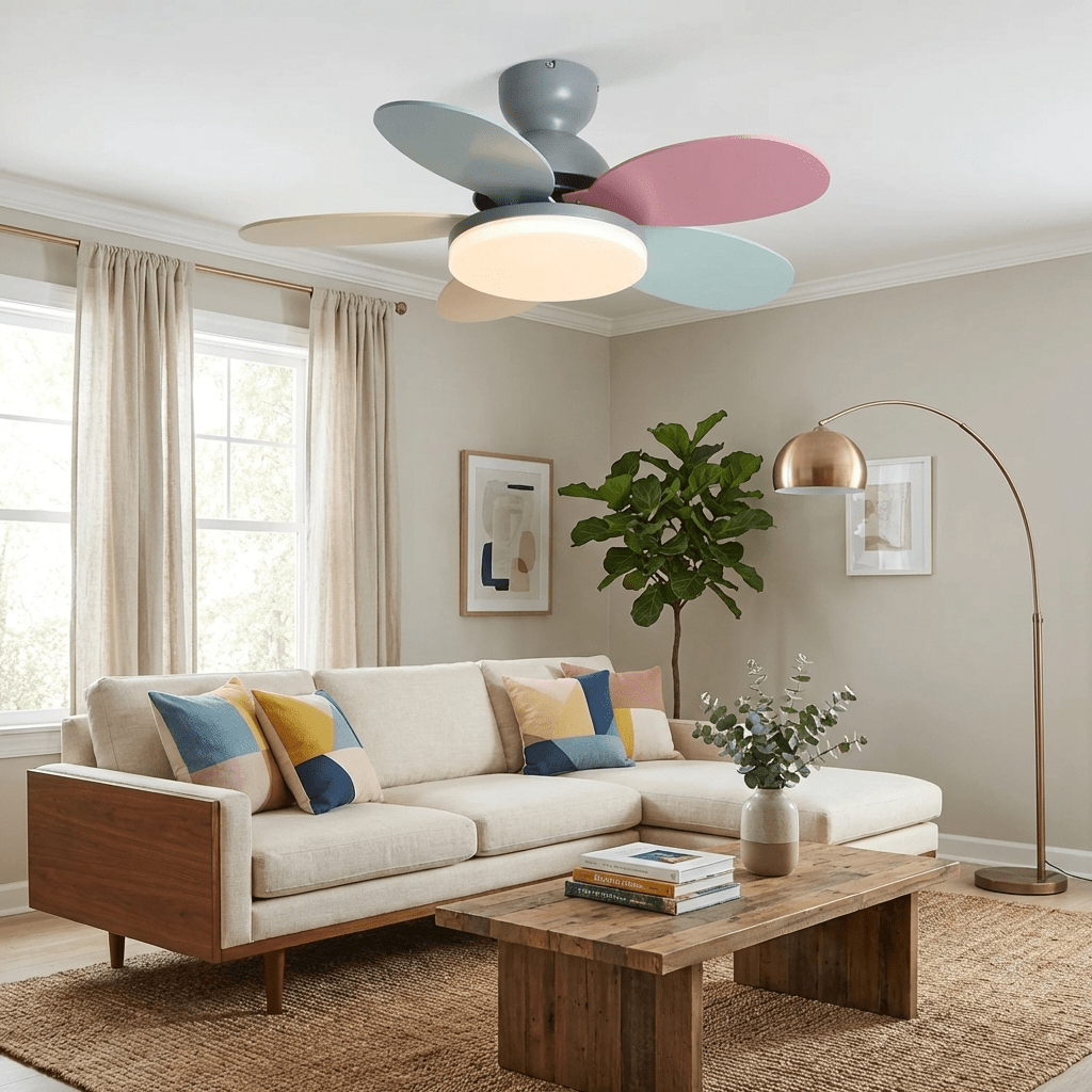 Petalux | Modern Ceiling Fan with LED Light and Remote | Quiet DC Motor for Living Rooms