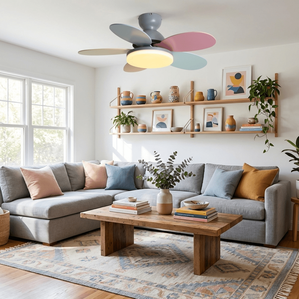 Petalux | Modern Ceiling Fan with LED Light and Remote | Quiet DC Motor for Living Rooms