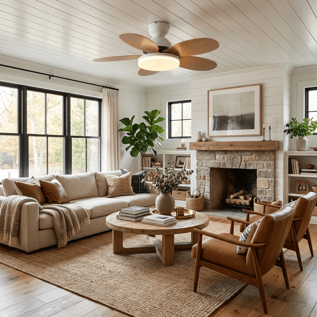Petalux | Modern Ceiling Fan with LED Light and Remote | Quiet DC Motor for Living Rooms