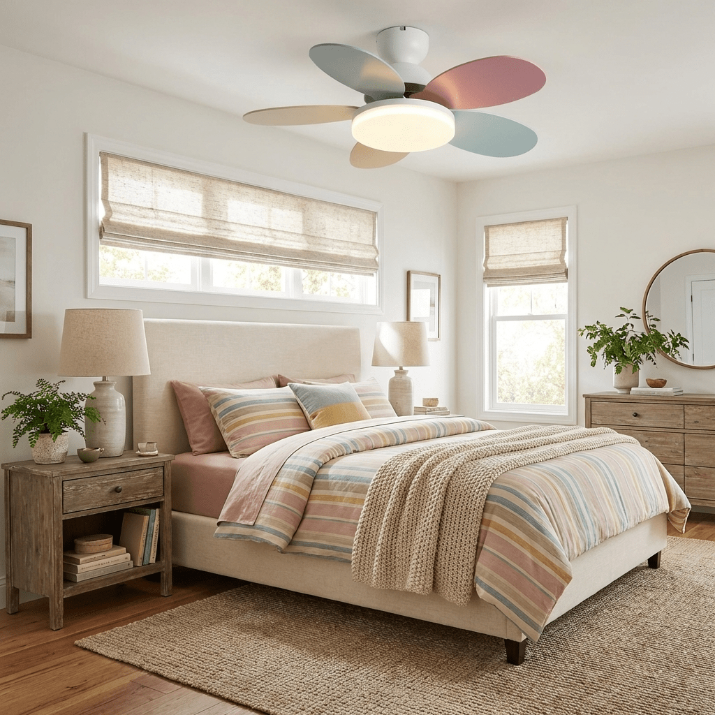 Petalux | Modern Ceiling Fan with LED Light and Remote | Quiet DC Motor for Living Rooms