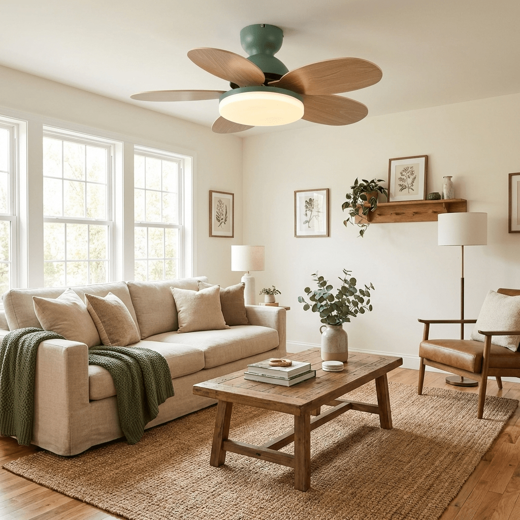 Petalux | Modern Ceiling Fan with LED Light and Remote | Quiet DC Motor for Living Rooms