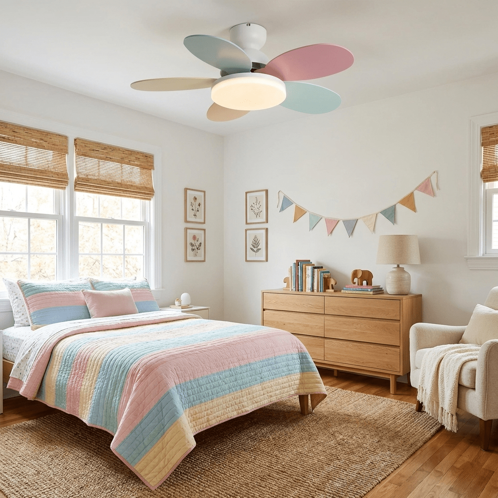 Petalux | Modern Ceiling Fan with LED Light and Remote | Quiet DC Motor for Living Rooms