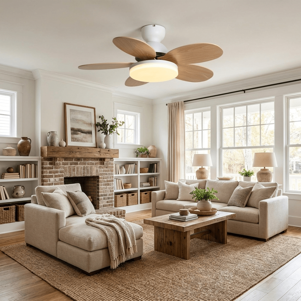 Petalux | Modern Ceiling Fan with LED Light and Remote | Quiet DC Motor for Living Rooms