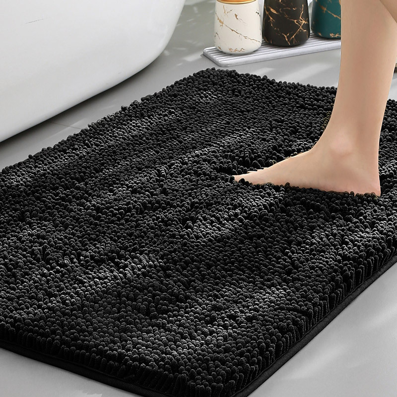 Chenille Absorbent Bath Mat Non-Slip Soft Bathroom Rug Machine Washable