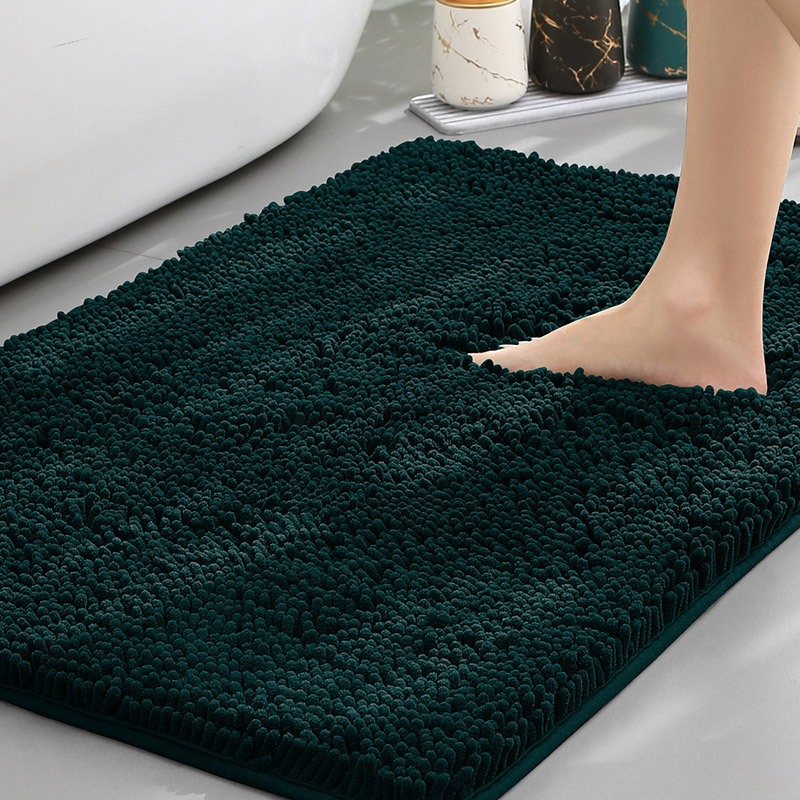 Chenille Absorbent Bath Mat Non-Slip Soft Bathroom Rug Machine Washable