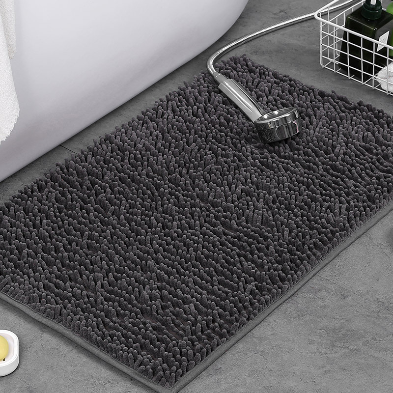 Chenille Absorbent Bath Mat Non-Slip Soft Bathroom Rug Machine Washable