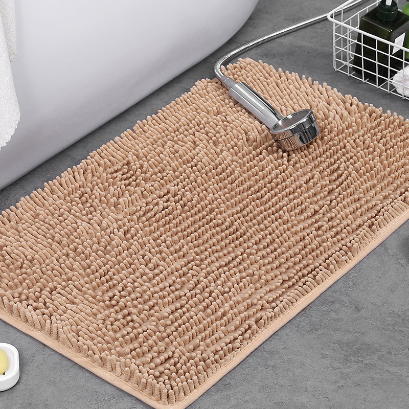 Chenille Absorbent Bath Mat Non-Slip Soft Bathroom Rug Machine Washable