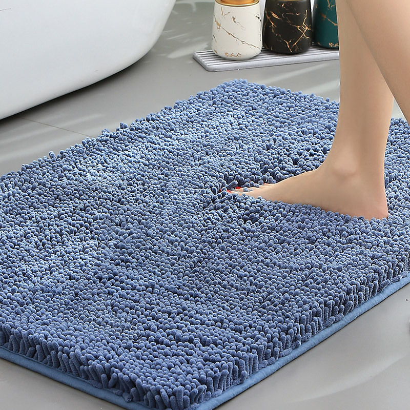 Chenille Absorbent Bath Mat Non-Slip Soft Bathroom Rug Machine Washable