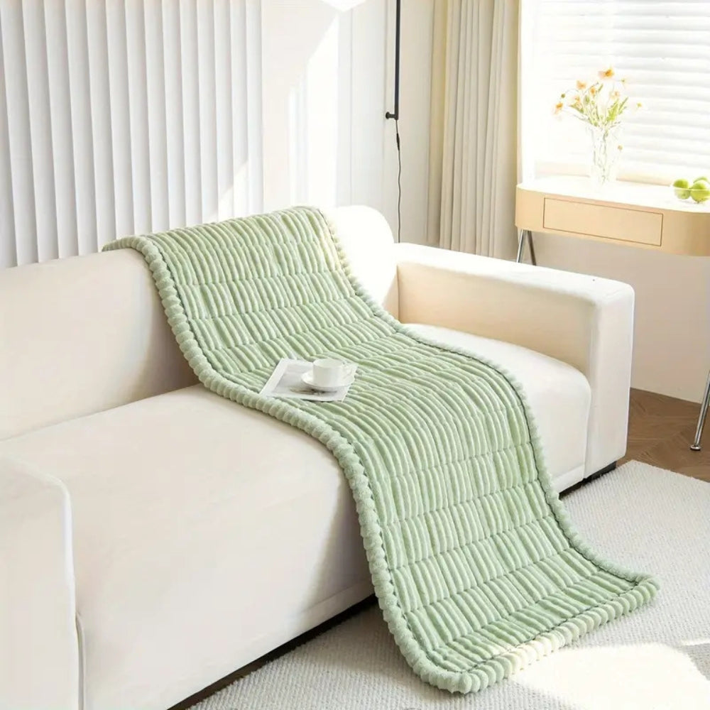 Textured Sofa Cover with Pleated Edges Washable Couch Protector