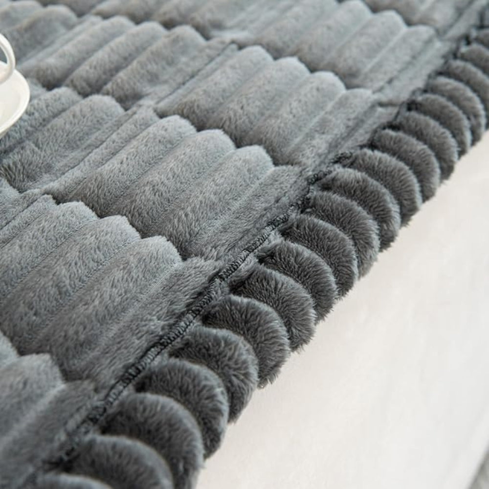 Textured Sofa Cover with Pleated Edges Washable Couch Protector