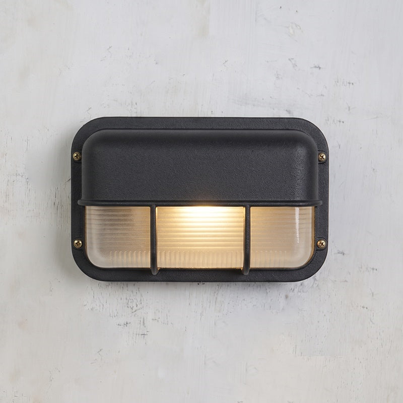Aluminum Outdoor Bulkhead Wall Sconce with Sealed Glass | Weather-Resistant Light