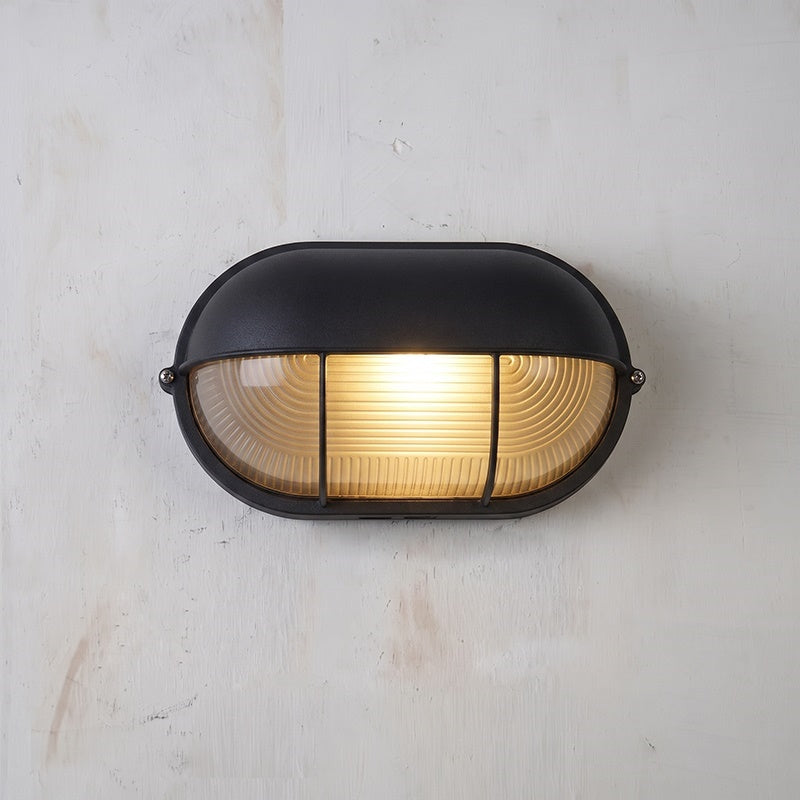 Aluminum Outdoor Bulkhead Wall Sconce with Sealed Glass | Weather-Resistant Light