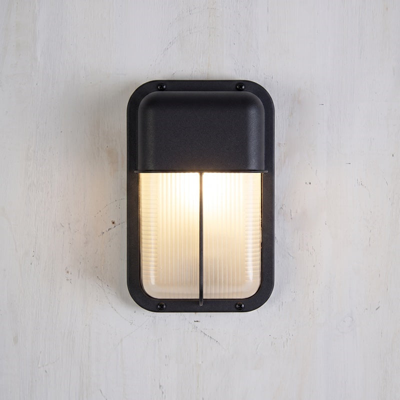 Aluminum Outdoor Bulkhead Wall Sconce with Sealed Glass | Weather-Resistant Light